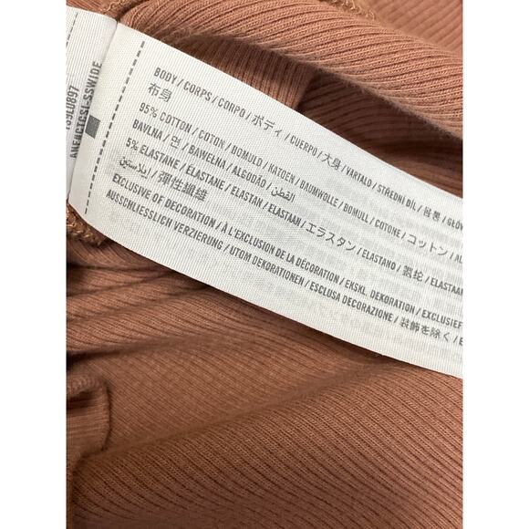 Abercrombie & Fitch Women's Brown Rib Knit Henley Long Sleeve Crop Shirt Top M - Picture 5 of 5